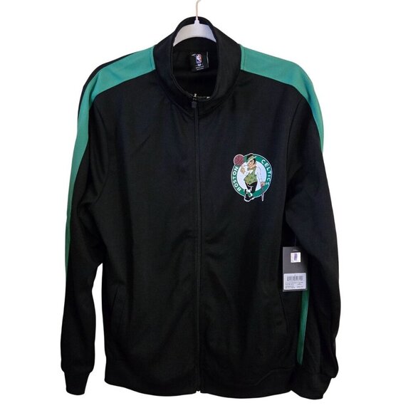 NBA NWT Celtics Full Zip Track Jacket Black Green Size M - Picture 1 of 7
